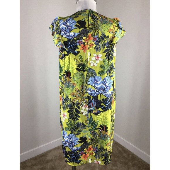 Ann Taylor Loft M Floral Shift dress Multi color Flutter flounced sleeve Boho - Picture 3 of 11
